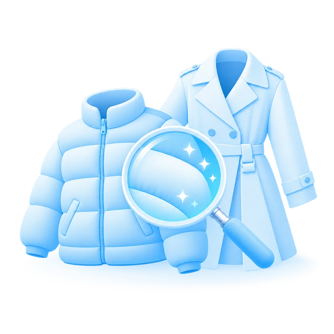 Blaue Jacke mit Reinigungssymbol für professionelle Textilpflege