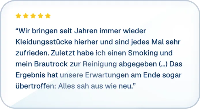 Kundenstimme zur Textilreinigung und Pflege in Fellbach